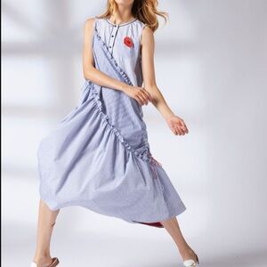 ❤️ Tricot Chic Casual Dress Frill Detail Mini Stripes Patch w Red ❤️